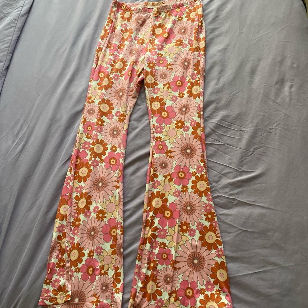 SHEIN Retro Floral Flare Pants